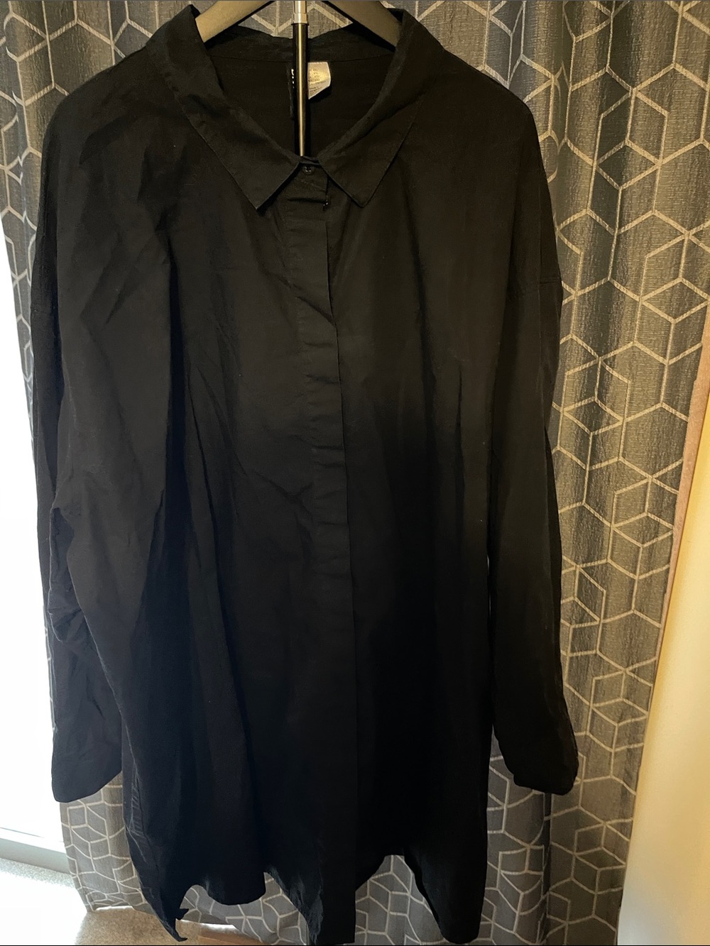 Divided H&M Black Long-Sleeve Casual Button-Down shirt-dress